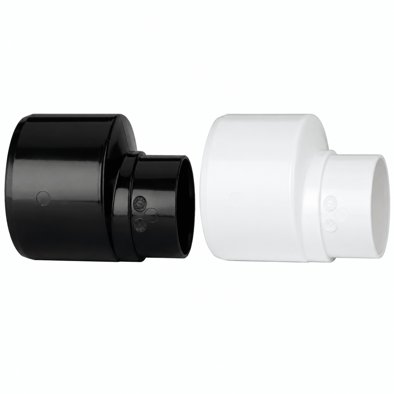 Black and White Polypipe SD46 110mm to 68mm Offset Rainwater Adaptors