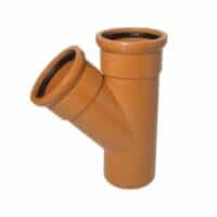 110mm 45 degree double socket Y branch Kayflow UG47 terracotta underground drainage fitting