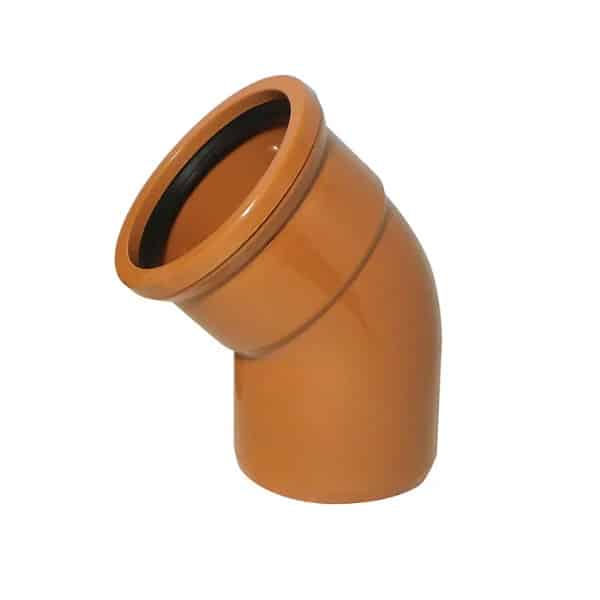 110mm 45 degree single socket bend Kayflow UG24 terracotta underground drainage fitting