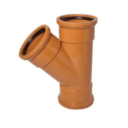 110mm 45 degree triple socket Y branch Kayflow UG38 terracotta underground drainage fitting