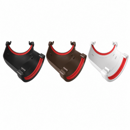 Freeflow 112mm Half Round 135° Gutter Angle in white black and brown