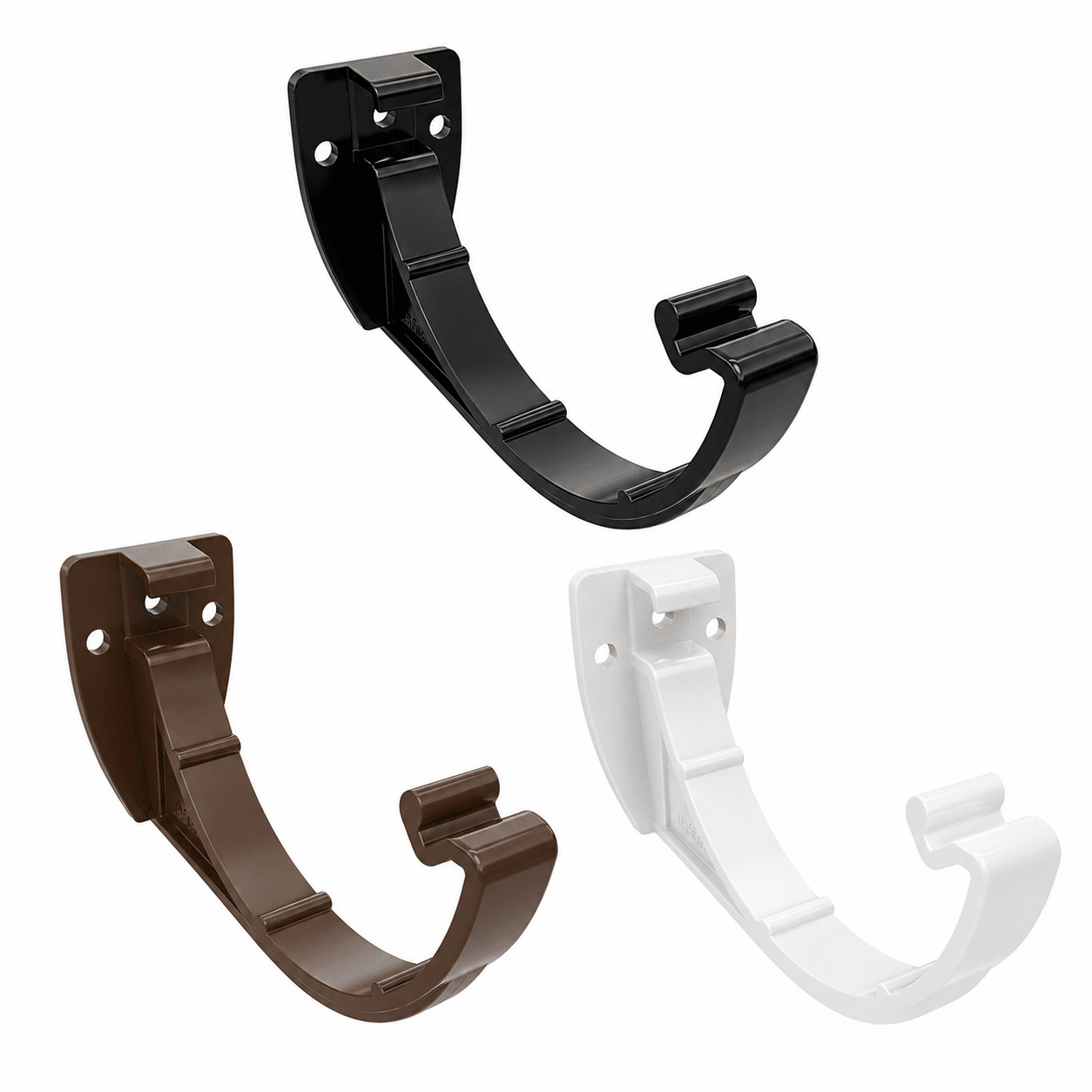 Freeflow 112mm Half Round Gutter Fascia Bracket in white black and brown