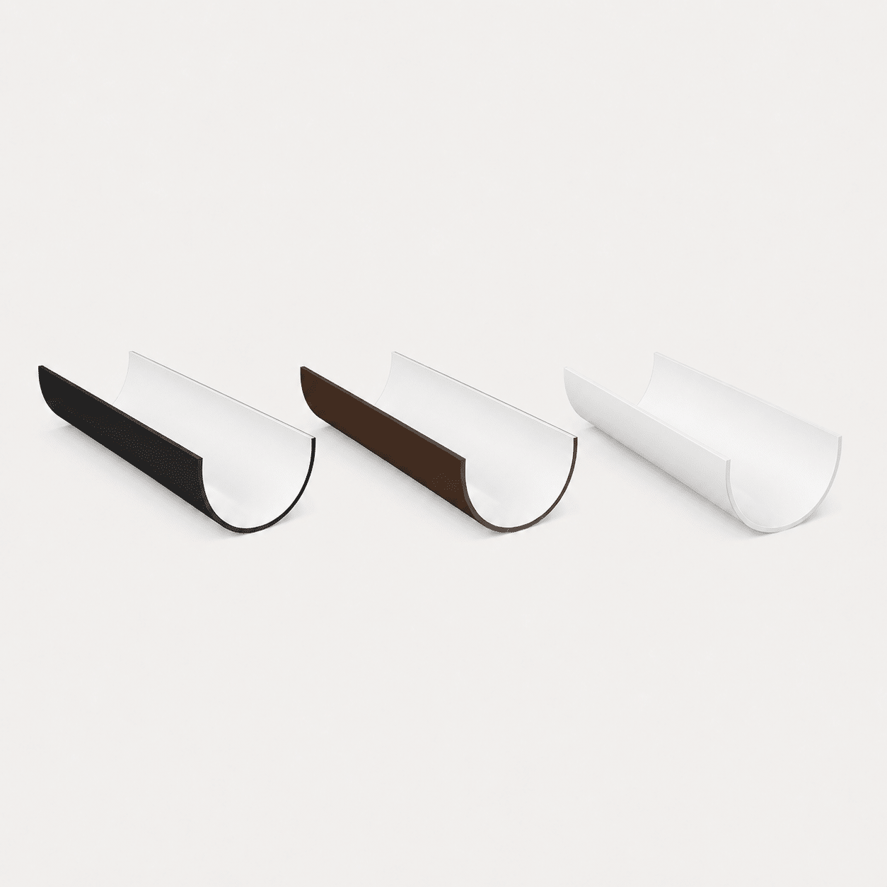 Freeflow 112mm Half Round Gutter 4m in white black and brown
