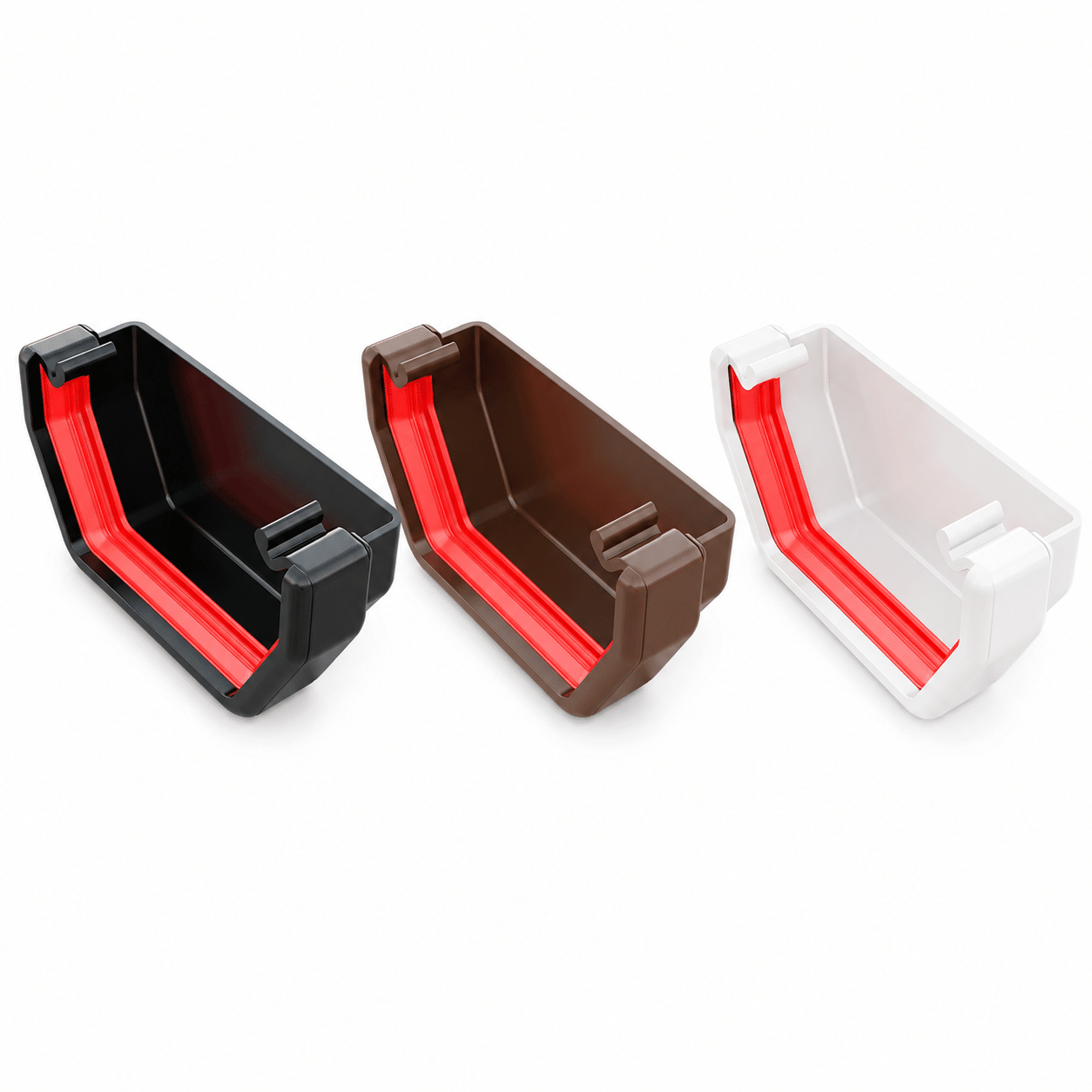Freeflow 114mm Square Line External Stop End in white black and brown