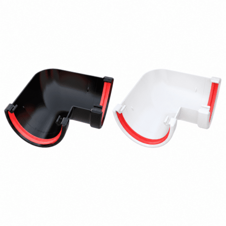 Freeflow 116mm Deep Flow 90° Gutter Angle in white and black