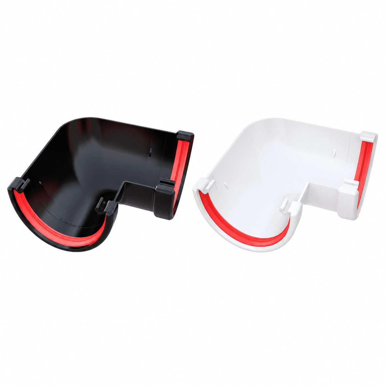 Freeflow 116mm Deep Flow 90° Gutter Angle in white and black