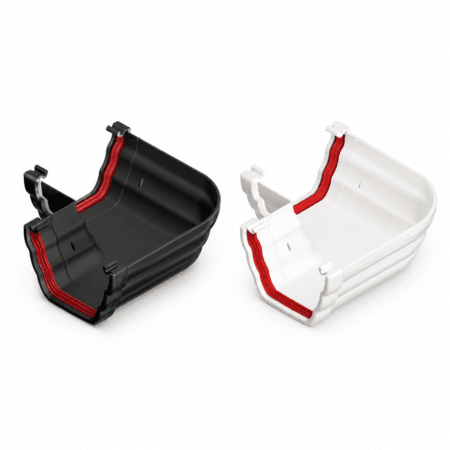 Freeflow 135mm Double Ogee 90° Gutter Angle in white and black