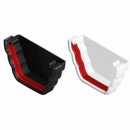 Freeflow 135mm Double Ogee External Stop End in white and black