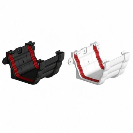 Freeflow 135mm Double Ogee Gutter Union Bracket in white and black
