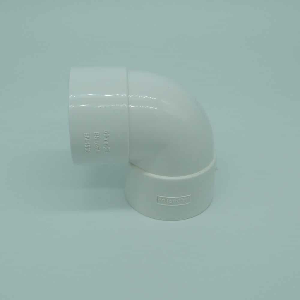 50mm Solvent Weld 90d Knuckle Bend White