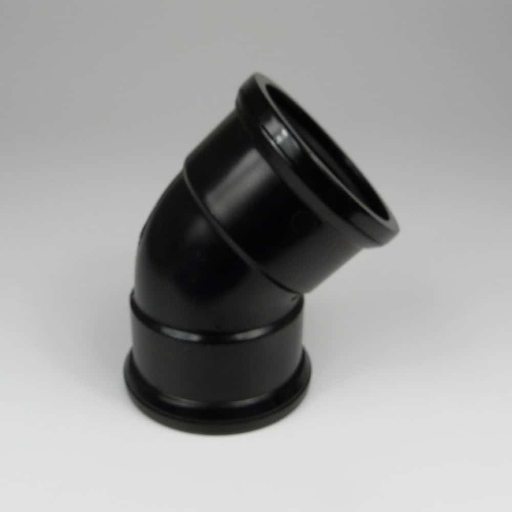 110mm PushFit Soil 45 Degree Double Socket Bend Black