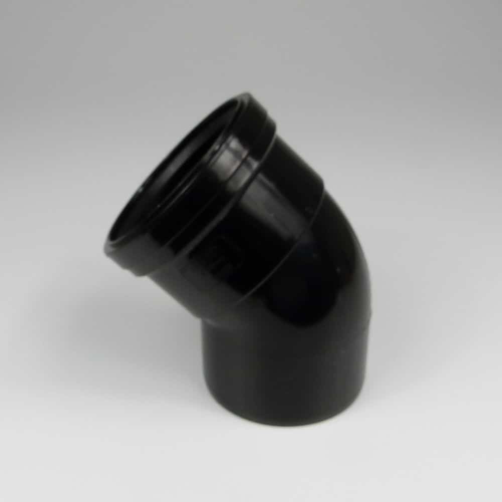 110mm PushFit Soil 45' Single Socket Bend Black