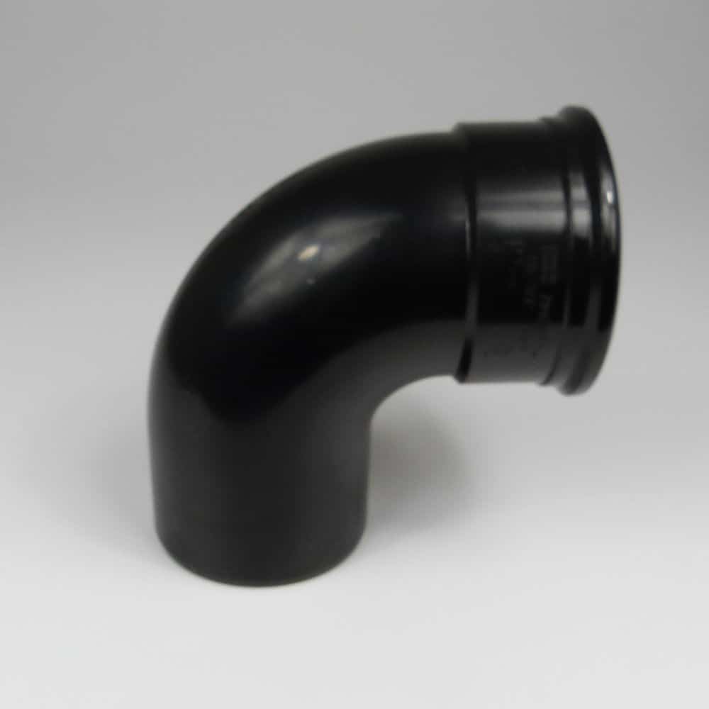 110mm PushFit Soil 90 degree Single Socket Bend Black