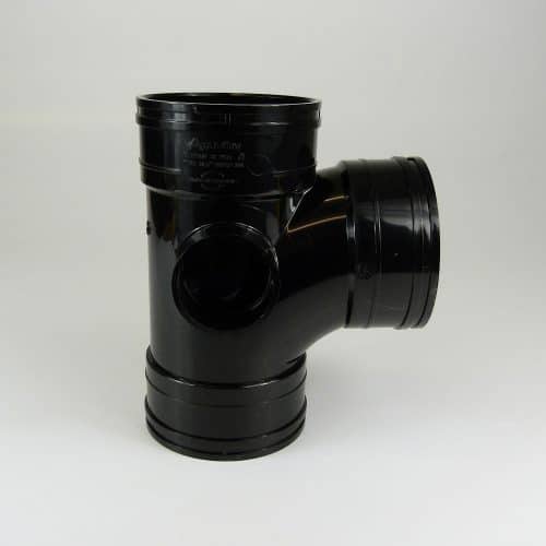 110mm Solvent Soil 90′ Tsocket Bossed Branch Black Tws Plastics