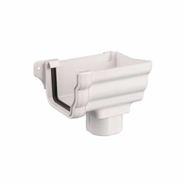 106mm Prostyle Ogee Guttering Stop End Outlet Right White BR856RA