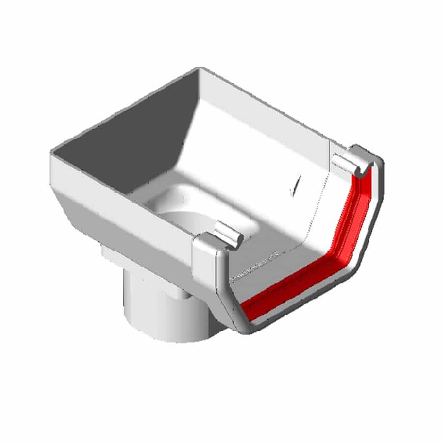 Freeflow 114mm Square Gutter Stop End Outlet White FRS606