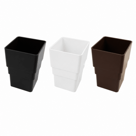 Freeflow 65mm Square Downpipe Socket Joiner in white black and brown