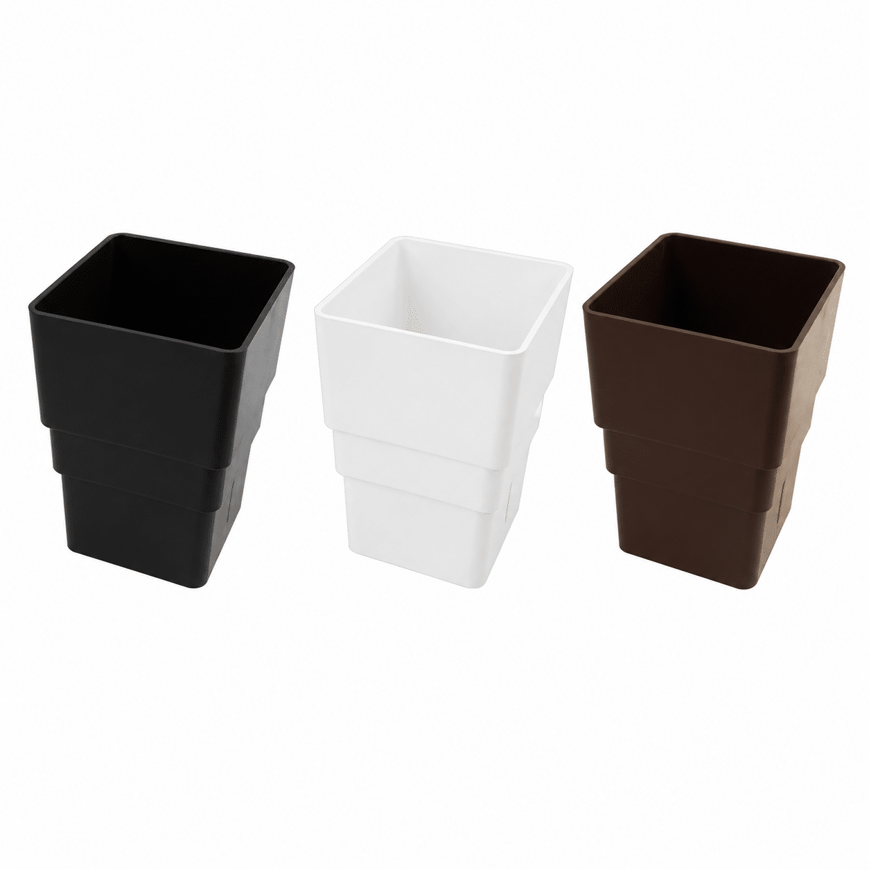 Freeflow 65mm Square Downpipe Socket Joiner in white black and brown