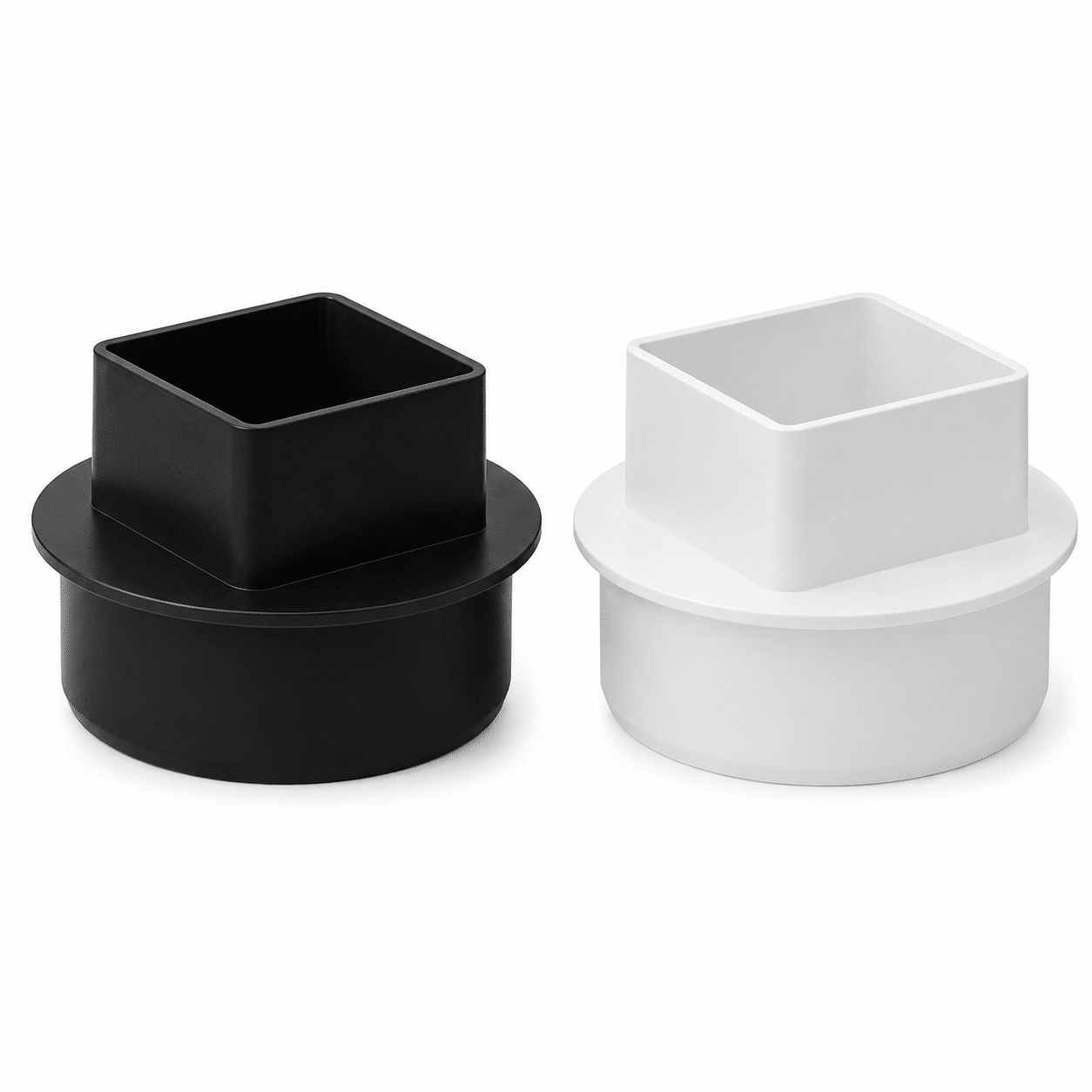Aquaflow 110mm to 65mm Square Rainwater Adaptor in black and white