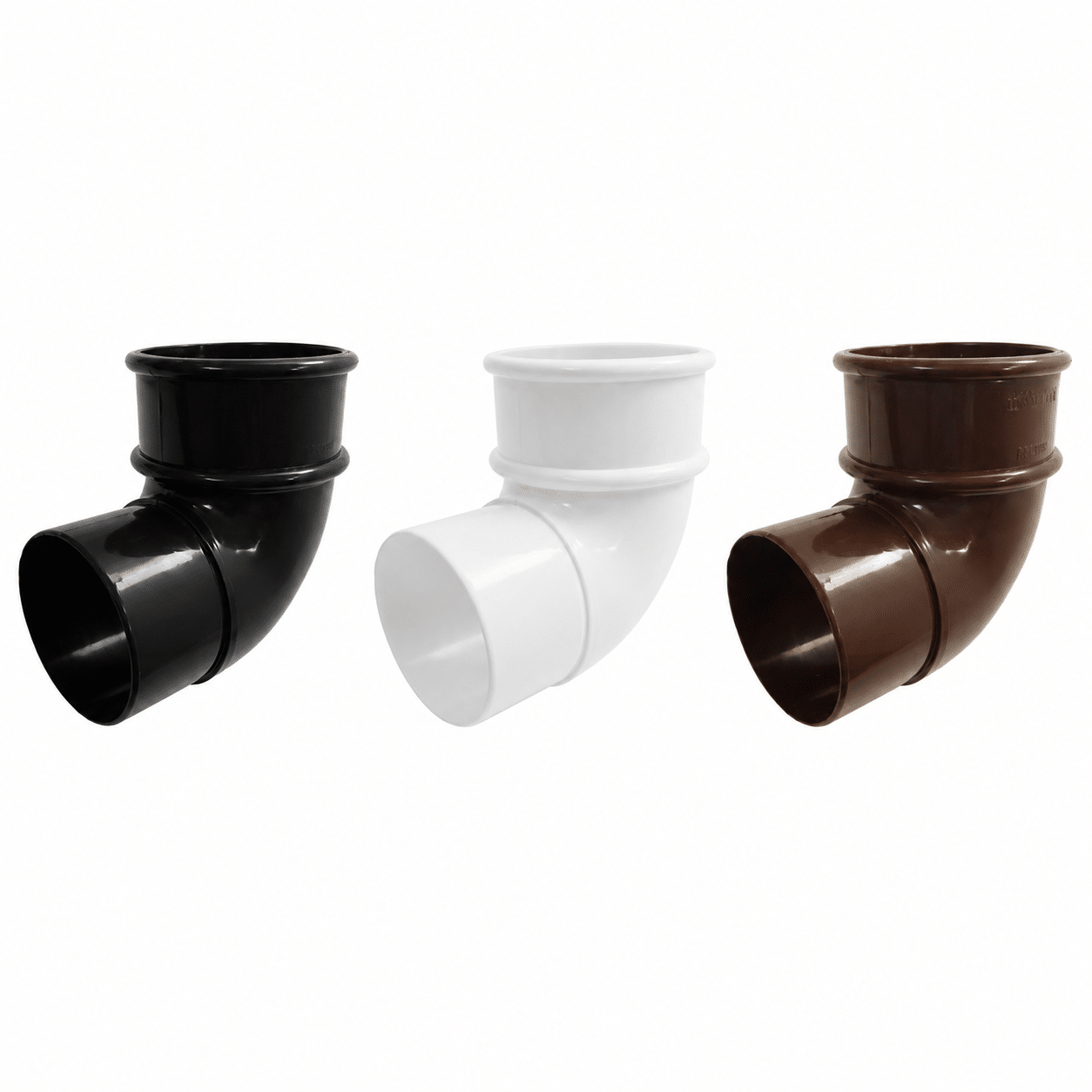 Freeflow 68mm Round Downpipe 90° Offset Bend in white black and brown