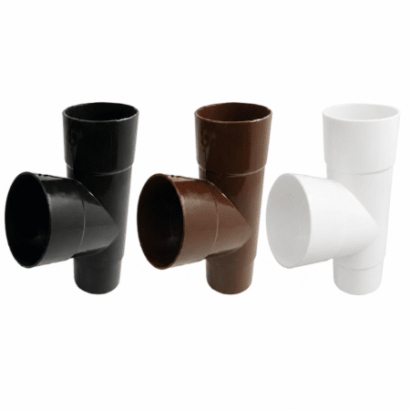 Freeflow 68mm Round Downpipe 112° Branch in white black and brown