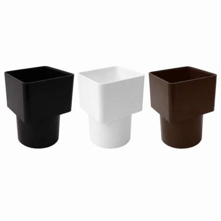 Freeflow 65mm Square to 68mm Round Downpipe Adaptor in white black and brown