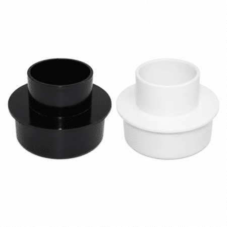 Aquaflow 112mm to 68mm Round Downpipe Adaptor in black and white