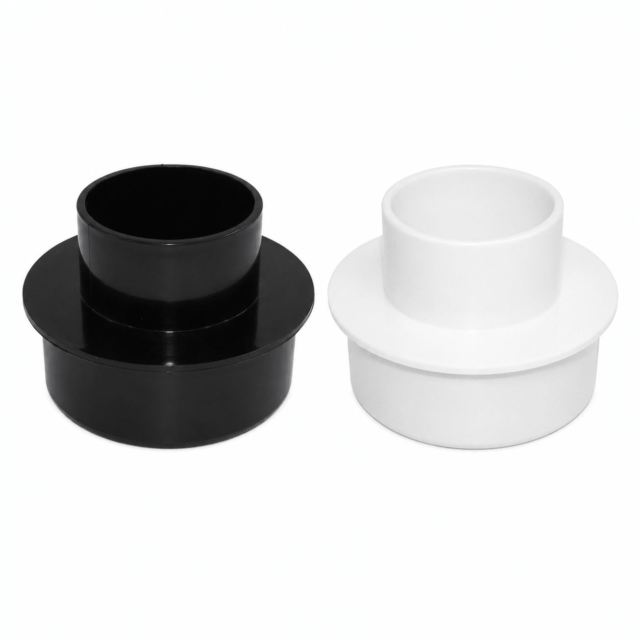 Aquaflow 112mm to 68mm Round Downpipe Adaptor in black and white