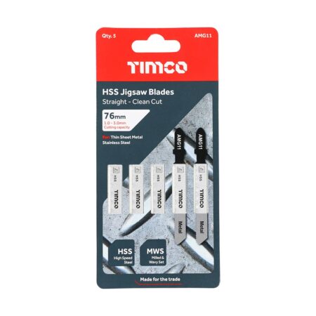 Metal Cutting Jigsaw Blades 76mm Timco 5 Pack
