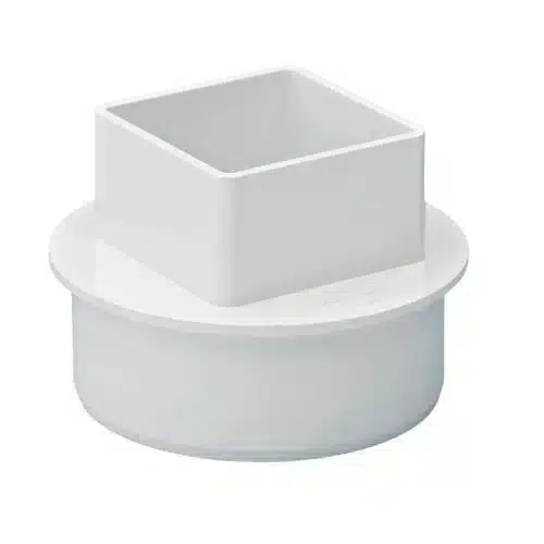 White Aquaflow 110mm to 65mm Square Rainwater Adaptor ADS7W