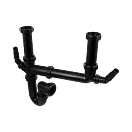 McAlpine SK2A-BL 40mm black double bowl sink kit with two appliance nozzles
