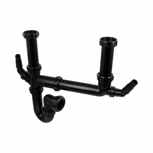 McAlpine SK2A-BL 40mm black double bowl sink kit with two appliance nozzles