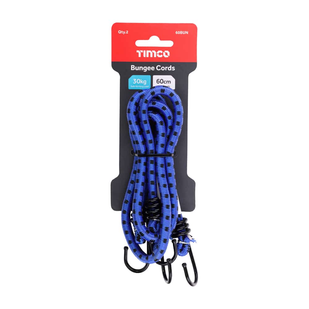 Standard duty bungee cord 8mm x 60cm with hooks for tie down and securing loads
