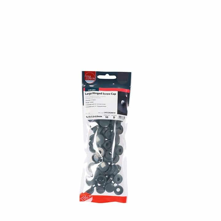Timco large dark grey hinged screw cover caps pack of 50