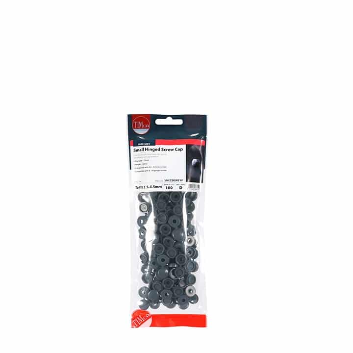 Timco small dark grey hinged screw cover caps pack of 100