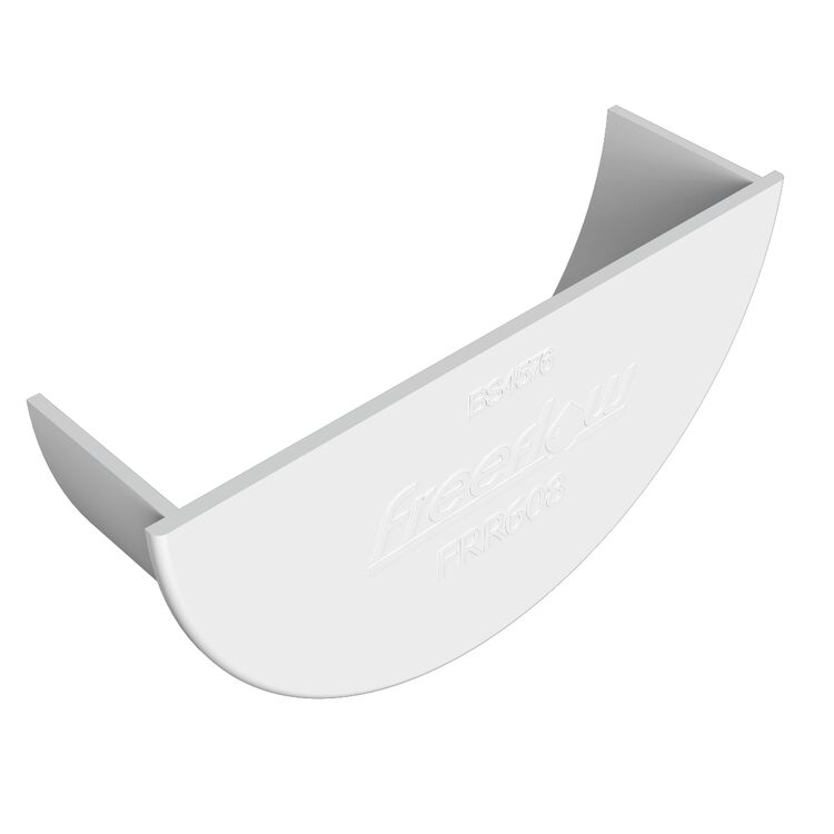 White Freeflow 112mm Half Round Internal Stop End FRR608