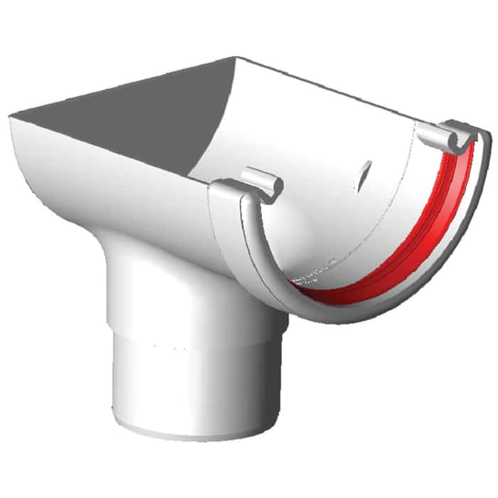 White Freeflow 112mm Half Round Stop End Outlet FRR606
