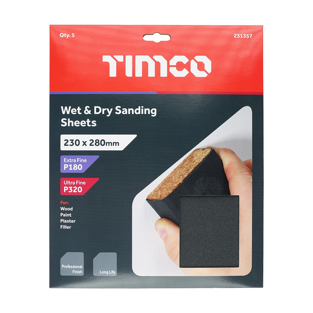 Wet & Dry Sanding Sheets 230 x 280mm 180/320 Grit Timco 231357