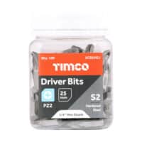 Timco PZ2 Pozi driver bits for woodscrews 1/4 inch hex