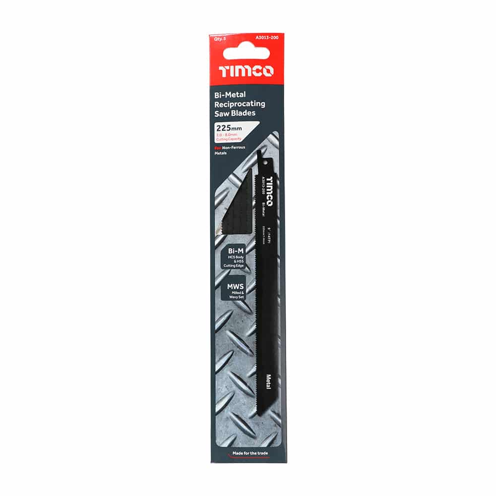 Timco Reciprocating Saw Blades 5 Pack – Bi-Metal Metal Cutting Blades