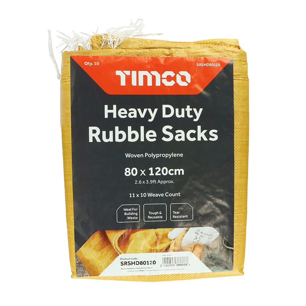 Heavy Duty Rubble Sacks 800 x 1200mm Pack of 10 Timco