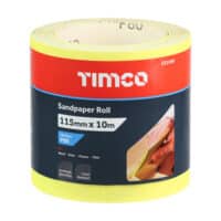 Sandpaper Roll 80 Grit 115mm x 10m Yellow Timco 231999