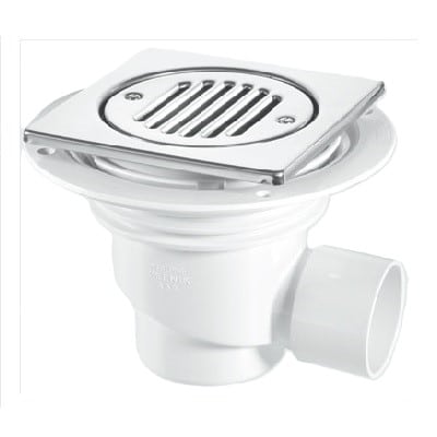 McAlpine TSG1T6SS 150mm stainless steel tiled floor gully with horizontal outlet