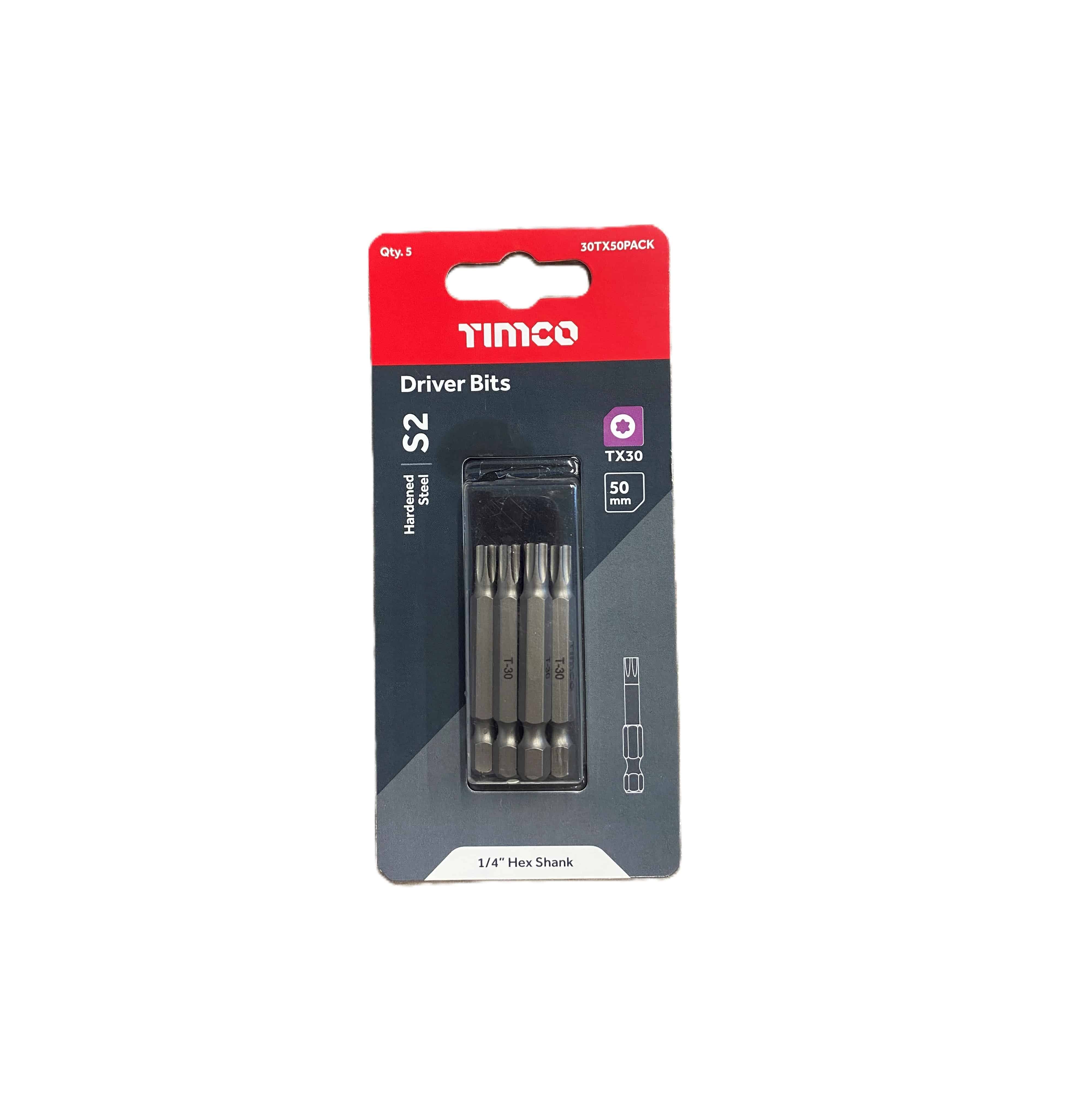 TX30 Driver Bits Timco S2 1/4 Hex