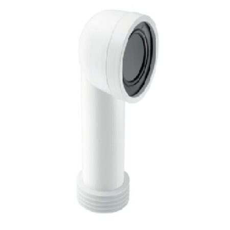 90 degree finned pan connector McAlpine WC-CON8 white toilet waste fitting