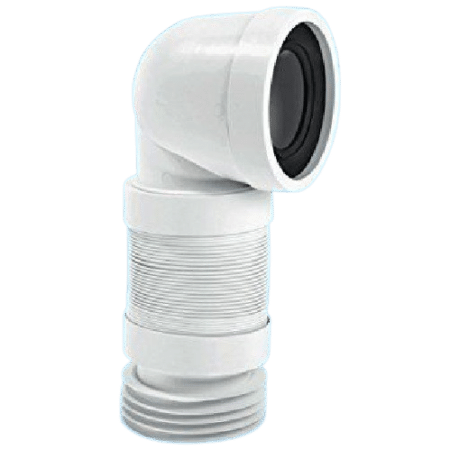 90 degree flexible pan connector McAlpine WC-CON8F white toilet waste fitting