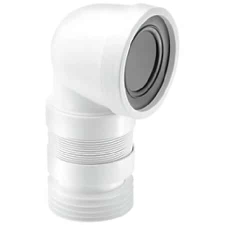 90 degree flexible pan connector short McAlpine WC-CON8F18 white toilet waste fitting