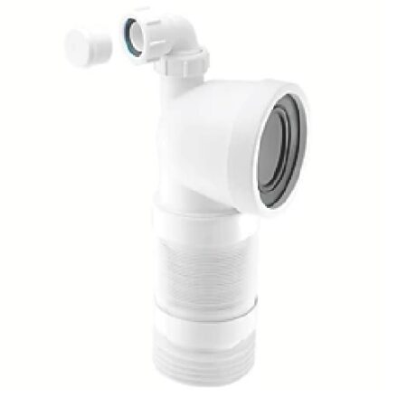 90 degree flexible pan connector with vent boss McAlpine WC-CON8FV white toilet waste fitting