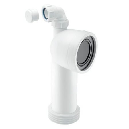 90 degree finned pan connector with vent boss McAlpine WC-CON8V white toilet waste fitting