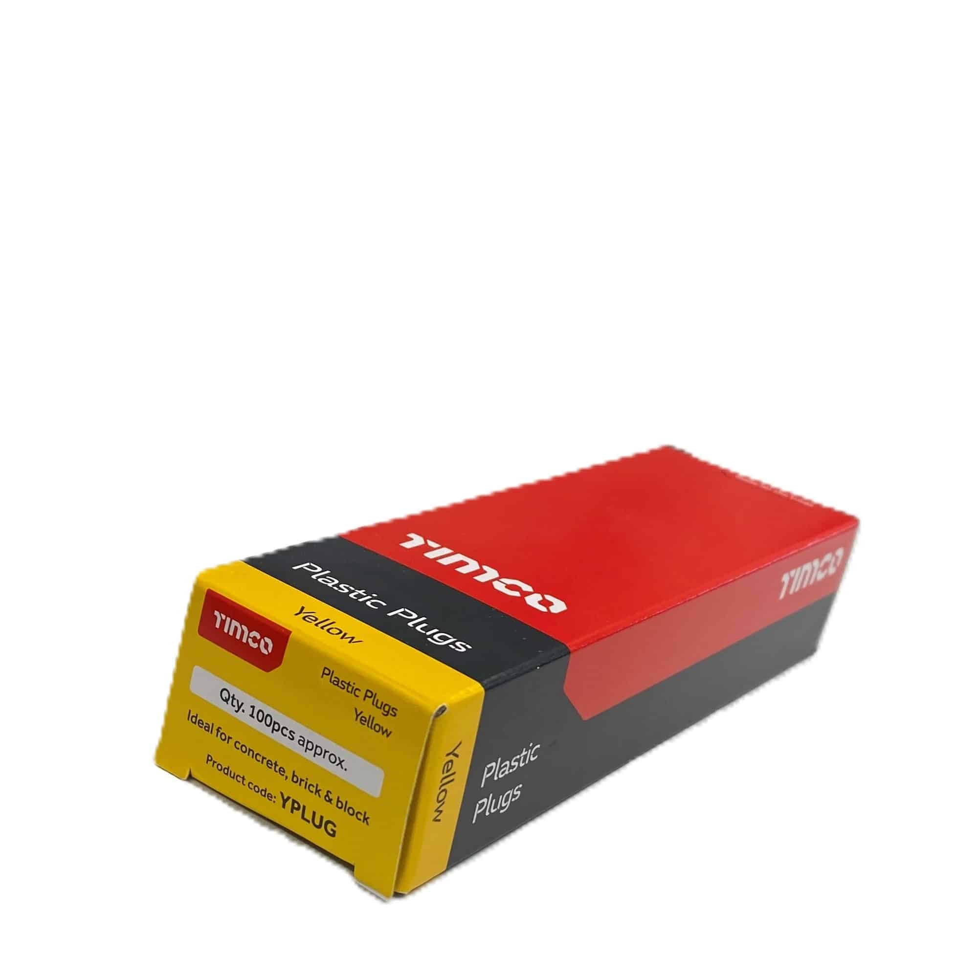 Timco yellow wall plugs 6 x 25mm pack of 100